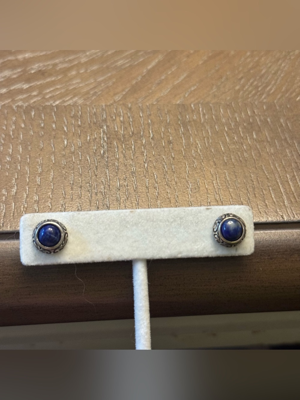 Silver Stud w/ Blue Stone Pierced Earrings